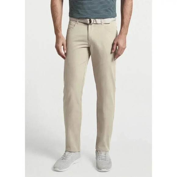 Peter Millar Beige 5-Pocket Performance Pants Trousers 42x32 - Picture 1 of 9